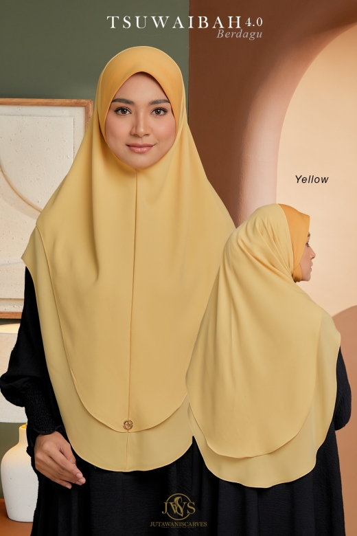 TUDUNG TSUWAIBAH BERDAGU 4.0 YELLOW SAIZ XL